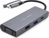 Док-станция Acasis AC-1UHVP Type-C, HDMI 4K/30Гц, VGA 1080p/60Гц, USB 3.1 Type-C PD 87W, USB 3