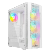 Корпус Wintek Star JX188-2-W TG, ITX/ATX, USB 1*3.0/2*2.0, 0,5mm, 4*ARGB fan + controller, белый