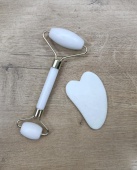 Кварцевый роллер My Little Fridge, скребок гуаша кварц, белый