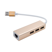 Сетевая карта USB 3.0 iLan (10/100,USB Hub 3.0*3), металл, серебро