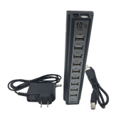 Расширитель USB 2.0 10 портовый, с блоком питания