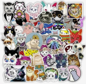 Стикеры Котики для детей 50 штук