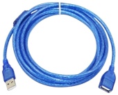 Кабель USB - USB Type-B iLAN, 5м. (удлинитель) голубой