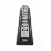 Расширитель 10-портовый USB Hub 2.0 ViTi BH049, Чёрный-Серый Блок в комплекте