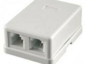 Розетка сетевая Cablexpert NA-TA/1 RJ-45/RJ11 накладная 2 портовая с задвижками (белая)